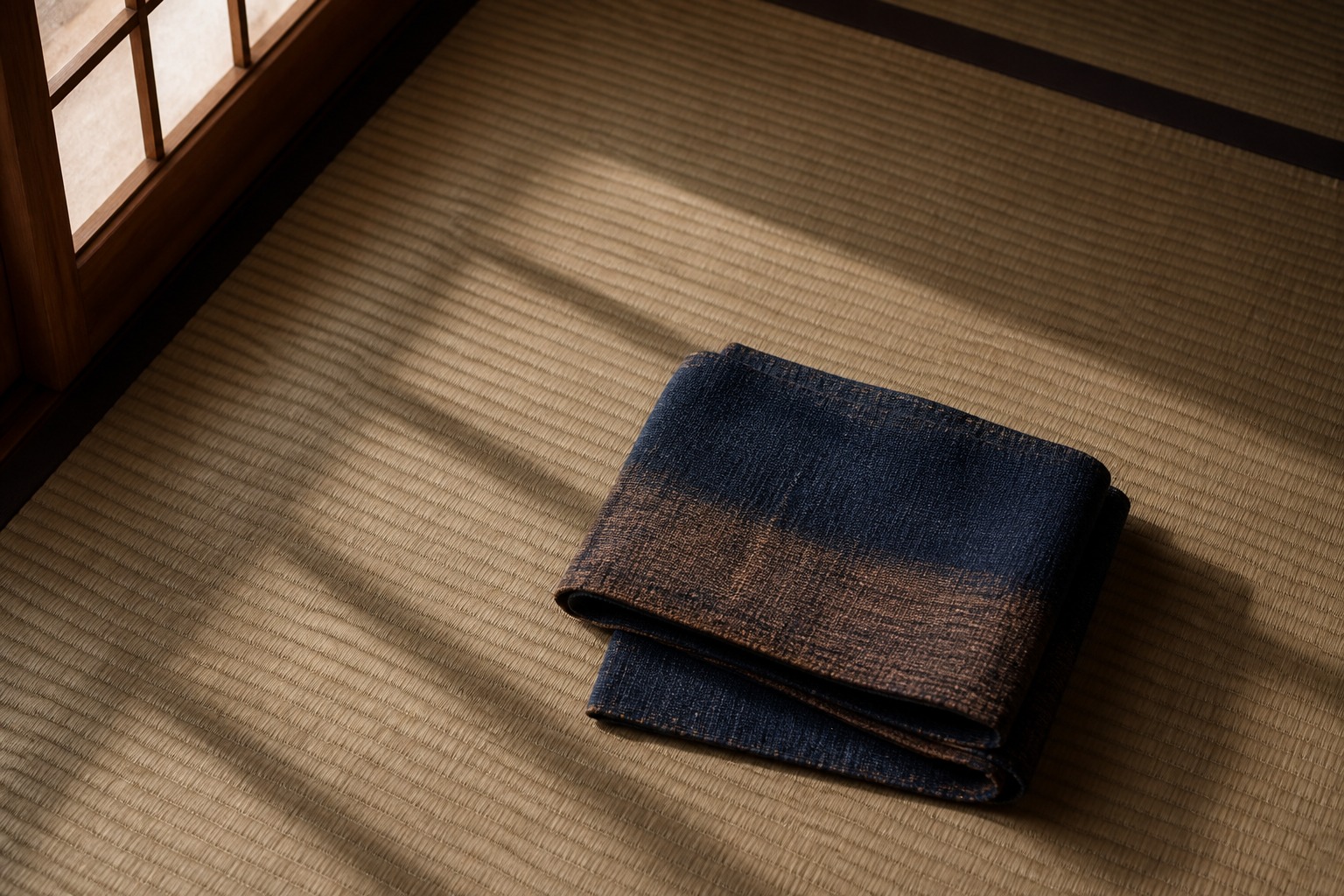 藍染めの帯の繊細な柄